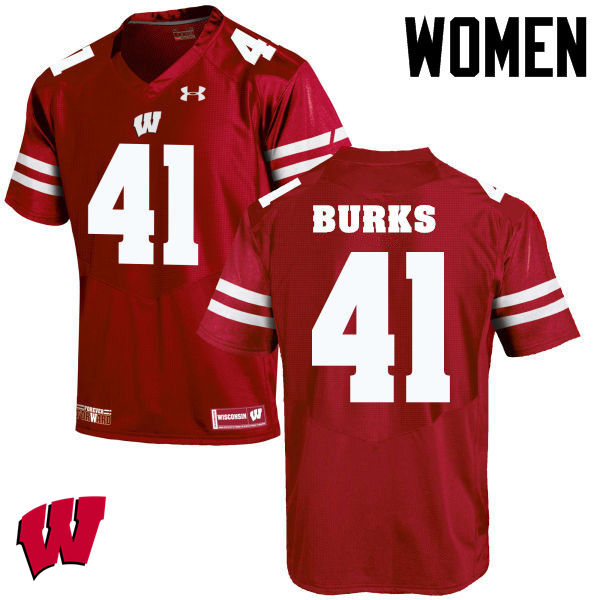 Wisconsin Badgers Women's #41 Noah Burks NCAA Under Armour Authentic Red College Stitched Football Jersey IE40T71BI